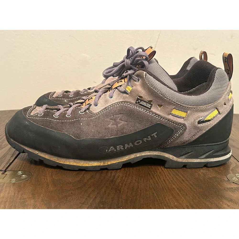Garmont Dragontail Gore-Tex Hiking Shoes Men's Size 11.5 Gray & Yellow leather